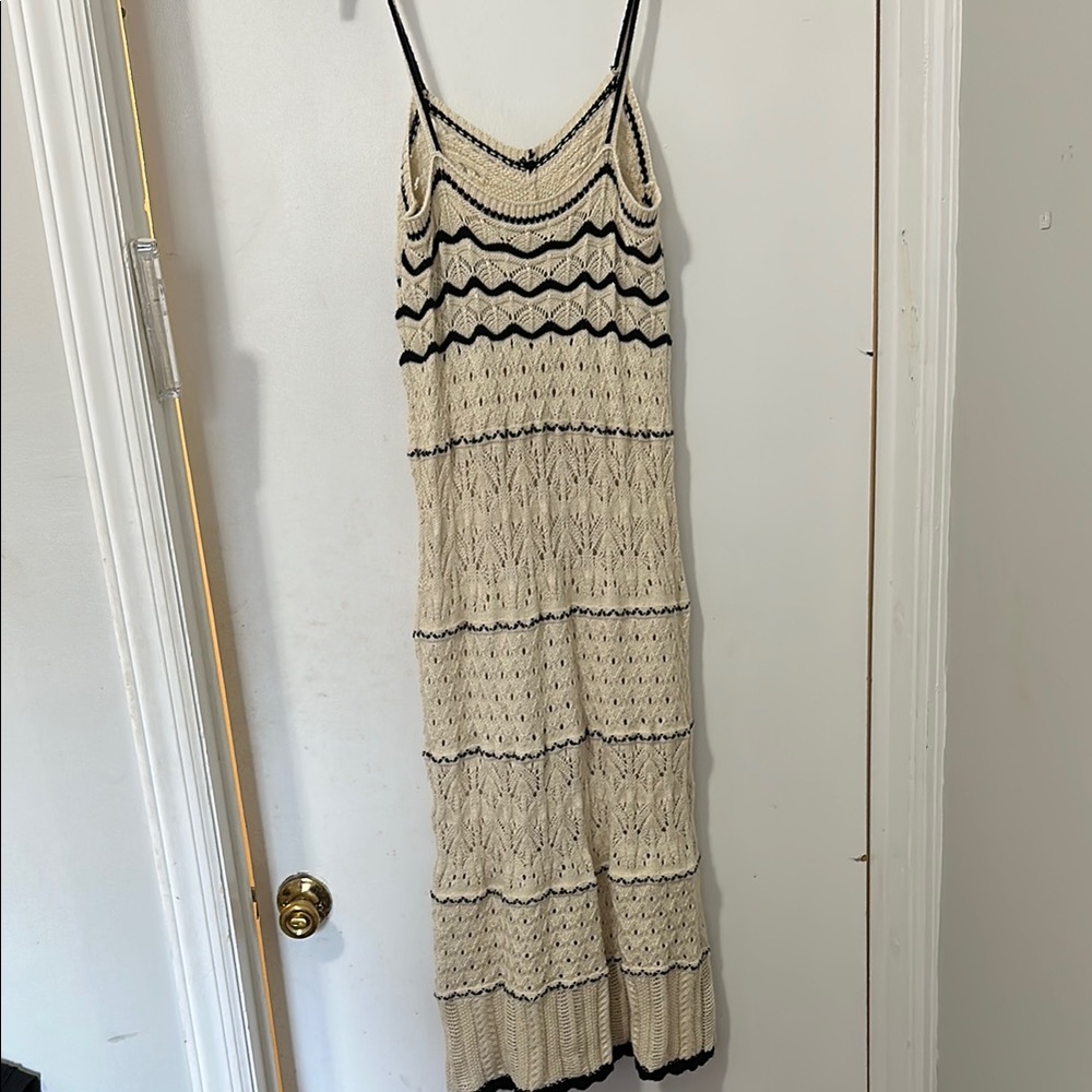 Cream and Black Knit Maxi Dress